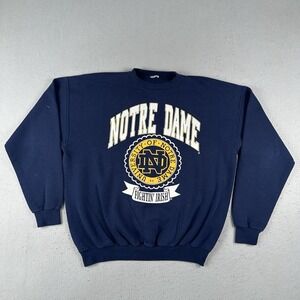 Vtg 90s Norte Dame Sweatshirt Men's XL Blue Fighting Irish‎ Football